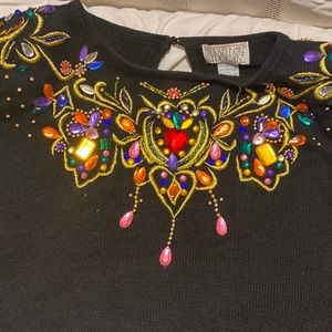 Vintage Bejeweled Jeweled Colorful Lindsey Blake Sweater